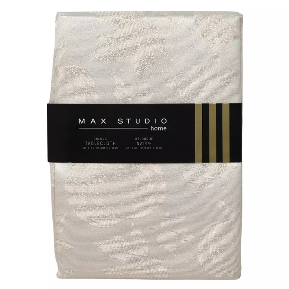 MAX STUDIO 60" x 84" Shimmer Harvest Pumpkin Thanksgiving Tablecloth Champagne